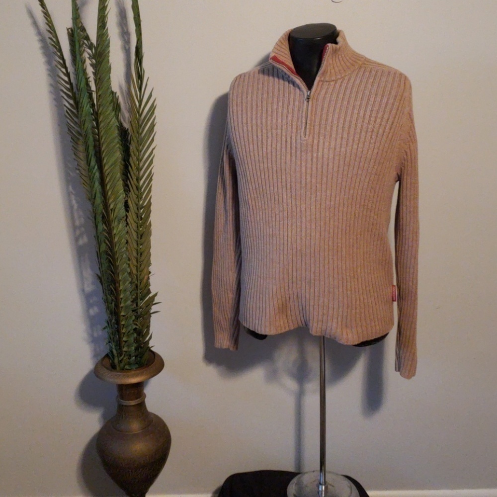 Abercrombie and Fitch 3/4 zip tan sweater